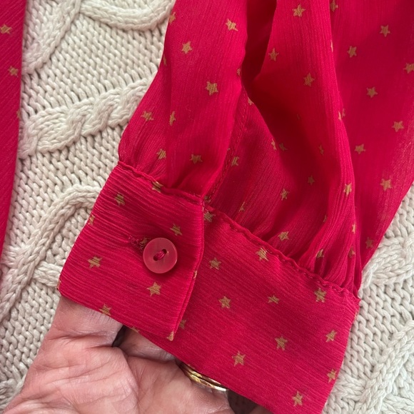 LOFT Raspberry Pink Long Sleeve Ruffle Blouse Women’s Size Small - Picture 15 of 16